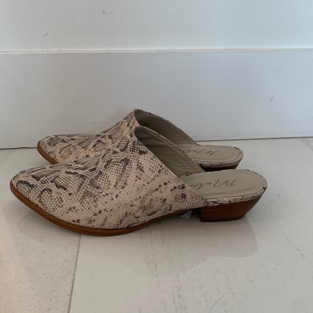 Matisse snake skin mules